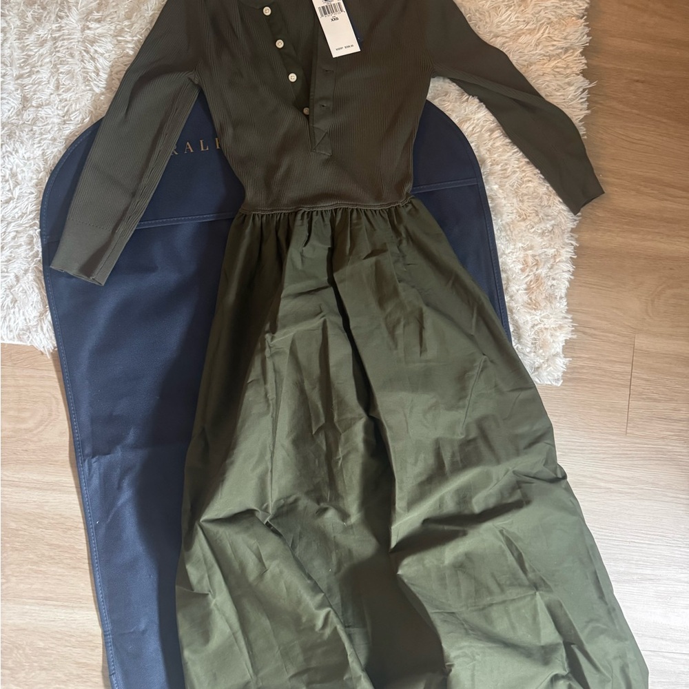 Polo Ralph Lauren Henley Olive Midi Dress
